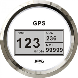 GPS-спидометр цифровой, бел/нерж, выносная антенна, 85 мм (KY08109)